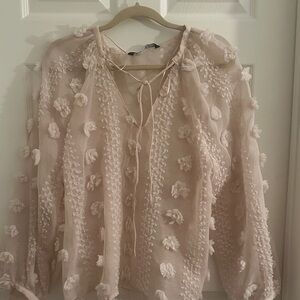 Zara Elegant Pink Textured Women's Top